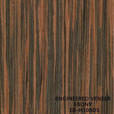 Grano recto recompuesto suposición de Ebony Wood Veneer Brown Color H108DS de la cara del gabinete
