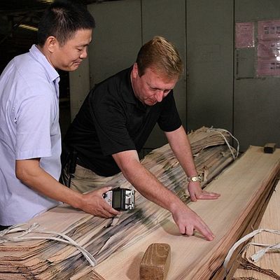 El cuarto natural americano modificado para requisitos particulares de la chapa de madera de roble cortó/grano recto teñido fumó para la decoración del hotel