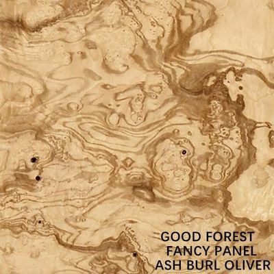 Suposición alargada Ash Burl Oliver Wood Veneer Book Match natural del tamaño que empalma para la decoración ISO del hotel