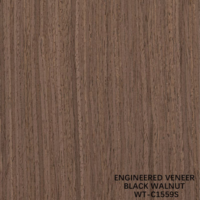 Veneer de madera de nuez americana reconstituida 0.15-0.60mm Servicio personalizado Cuarto corte línea fina para la decoración