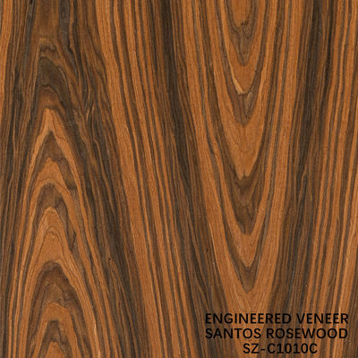 Laminado Santos madera de rosa veneer de corona espesor de grano puede ser personalizado 0,15-1,8 mm para para la cara del gabinete