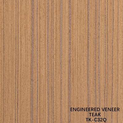 Cuarto corte de carilla de teca de ingeniería 2500 * 640 mm tamaño normal grano recto para decoración de hoteles