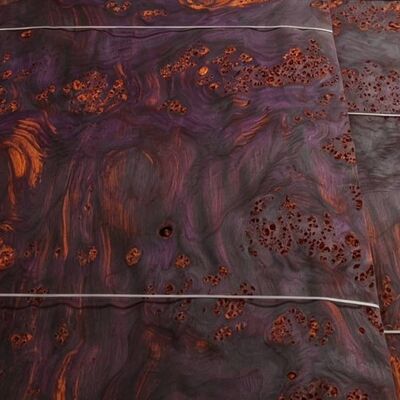 Chapa de Madera Natural Tintada con Plantas Iridescentes Vibrantes, Chapa de Madera Decorativa Sostenible y Ecológica para Diseño de Muebles de Interior de Lujo