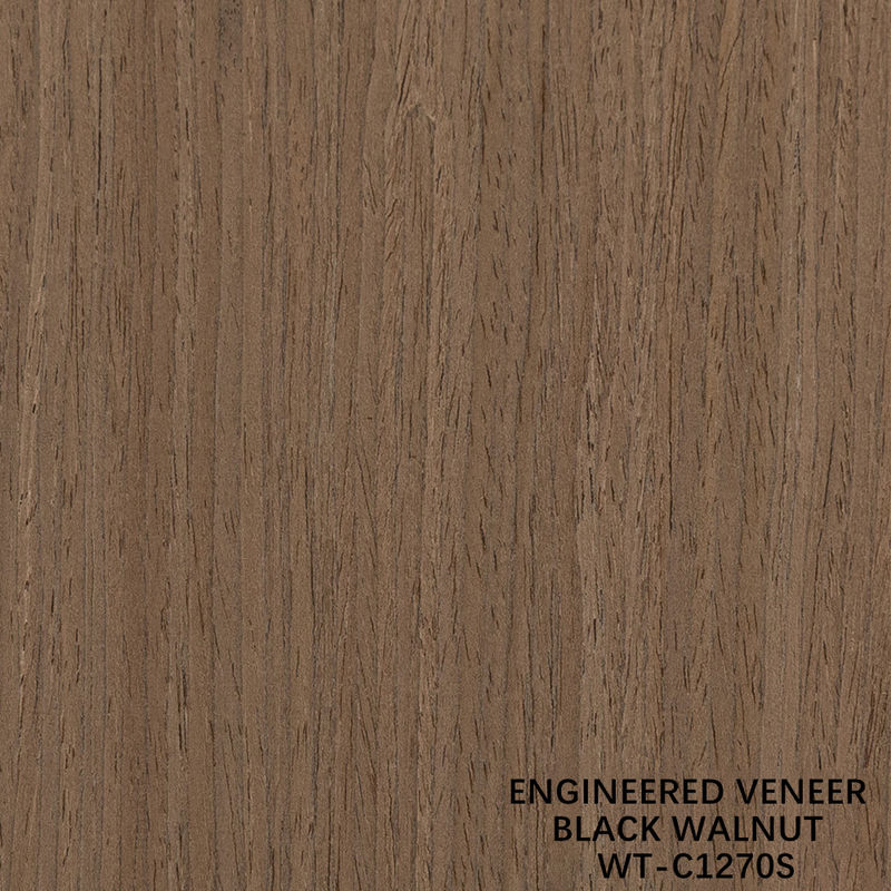 Veneer de madera de nuez americana reconstituida 0.15-0.60mm Servicio personalizado Cuarto corte línea fina para la decoración