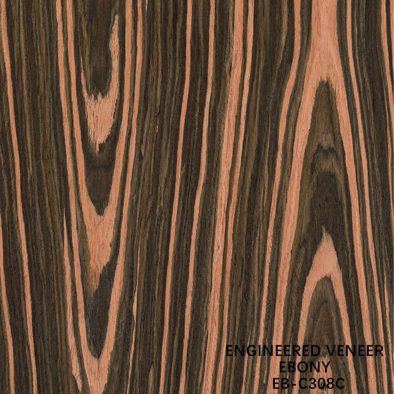 Reconstituido Veneer de madera de ingeniería corte de corona Ebony 0,15-0,60 mm de espesor para el interior del coche