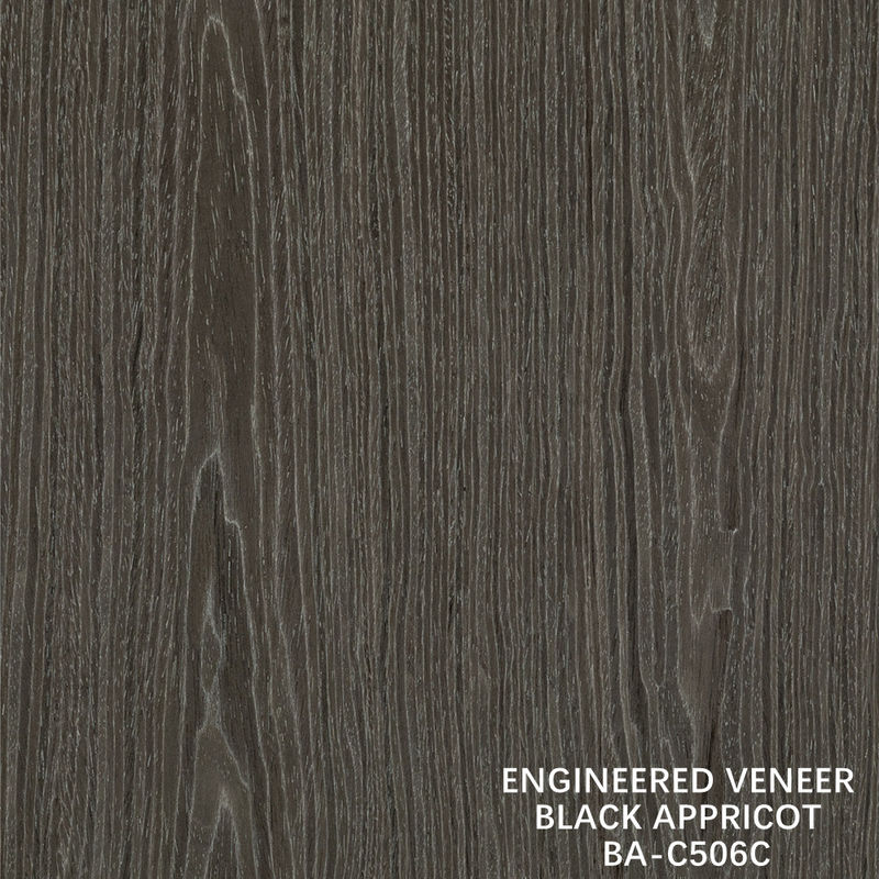 Top A Veneer de madera de ingeniería lavado negro de albaricoque corona de grano de color oscuro para la decoración de gabinetes de hoteles