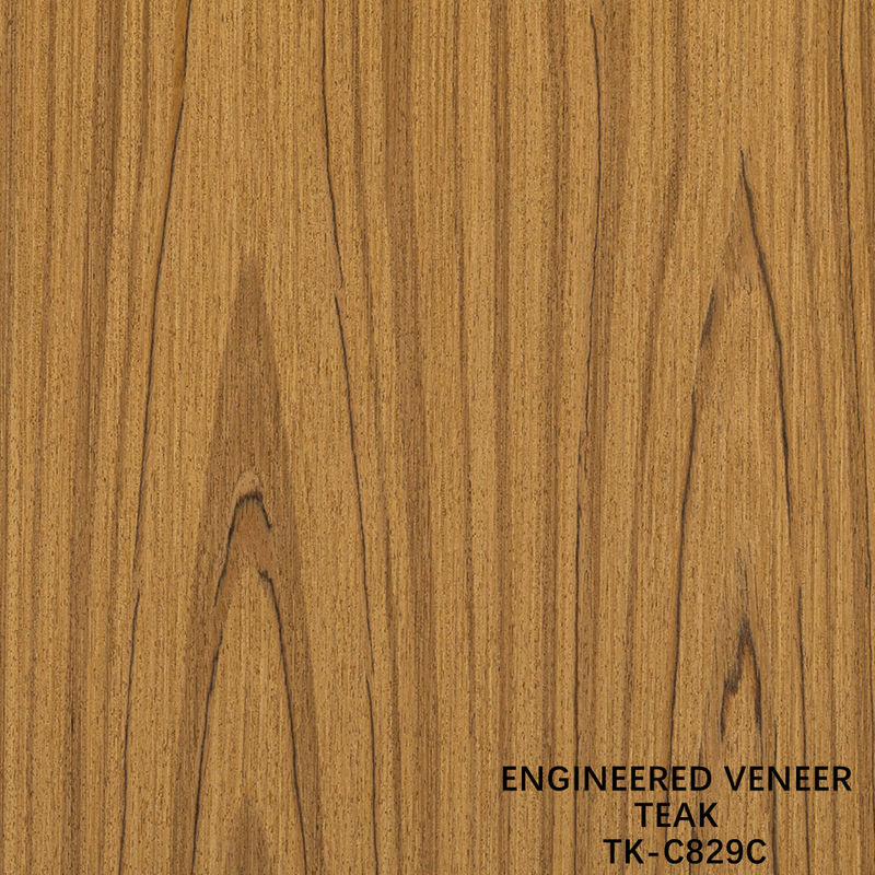 Hoja de revestimiento de madera de teca de ingeniería de cara a panel de lujo de la corona de grano 0,55 mm de espesor para el gabinete