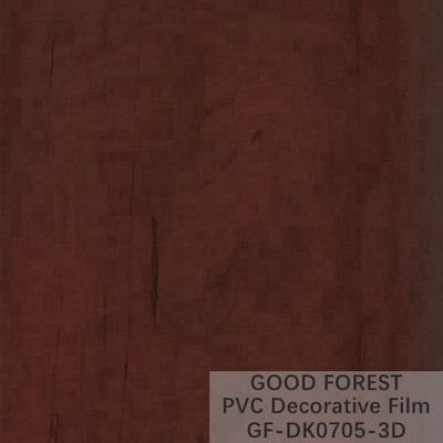 Película interior del PVC del ODM que ampolla color rojo del grano de madera decorativo