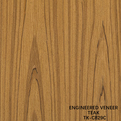 Hoja de revestimiento de madera de teca de ingeniería de cara a panel de lujo de la corona de grano 0,55 mm de espesor para el gabinete